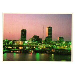 Vintage Tampa Florida Skyline Color Postcard By Sun Coast Night Lights Tourism